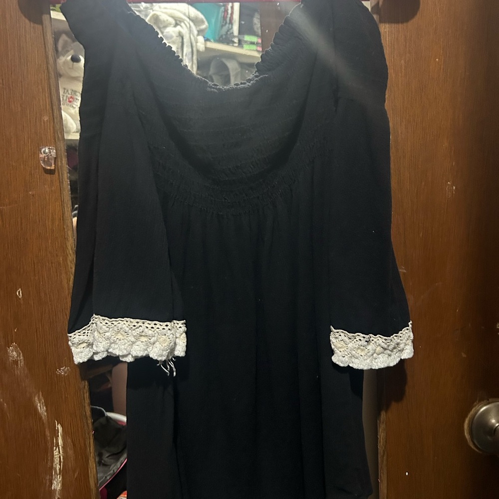 black with white lace blouse